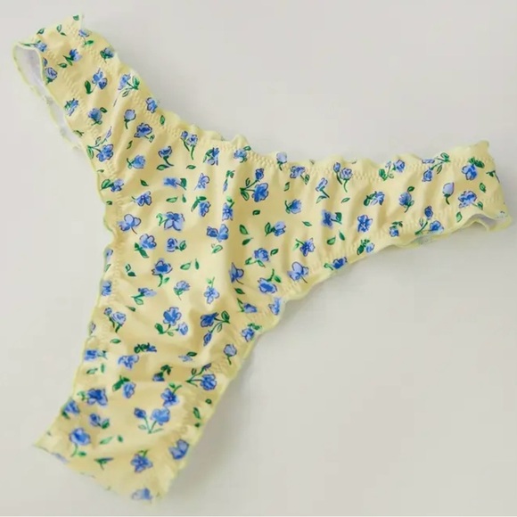 Yellow Floral Halter Thong Bikini Set - Picture 3 of 9